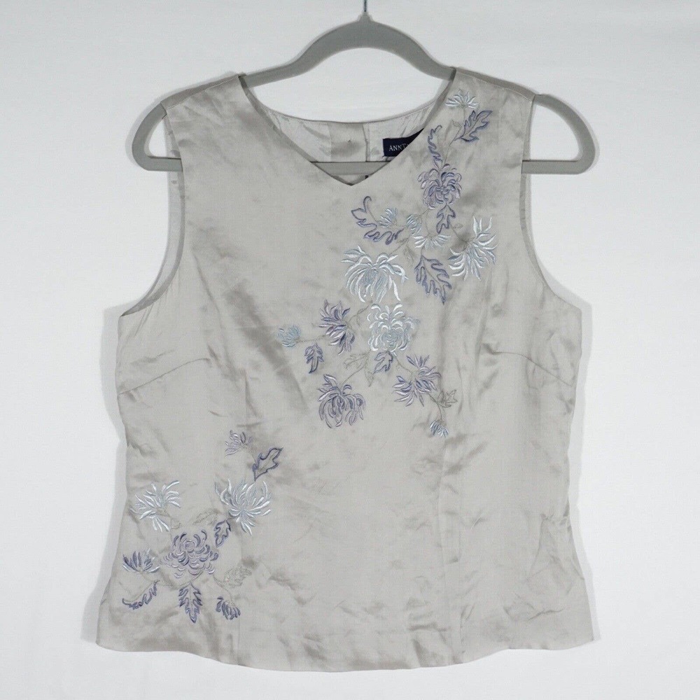Vintage Dead Stock Ann Taylor Vest Top Size 12 Silk Floral Embroidered New Tags